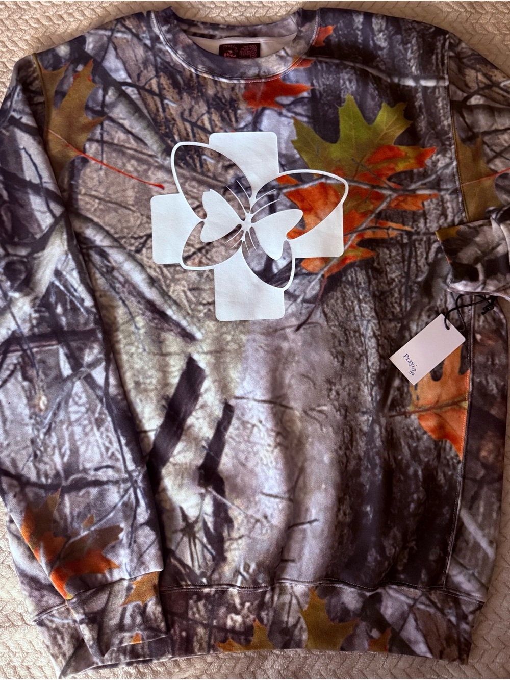 Women’s Teddy Jacket with Autumn Camo Print and White Emblem